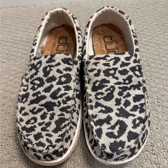 Hey Dude Shoes - Hey Dude Misty Woven Cheetah Grey Womens Slip Ons Lightweight City Walk